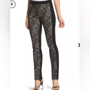 EUC CHICO'S SO SLIMMING JULIET LACE SLIM BLACK PANTS SIZE 6